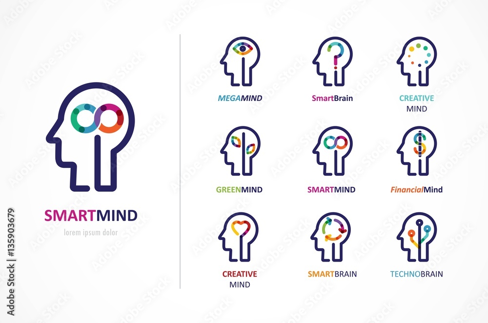 Brain, Creative mind, learning and design icon. Man head, people symbol Brain, Creative mind, learning and design icon. Man head, people symbol
