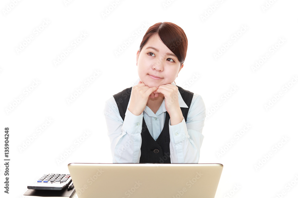 困った様子の女性 困った様子の女性
