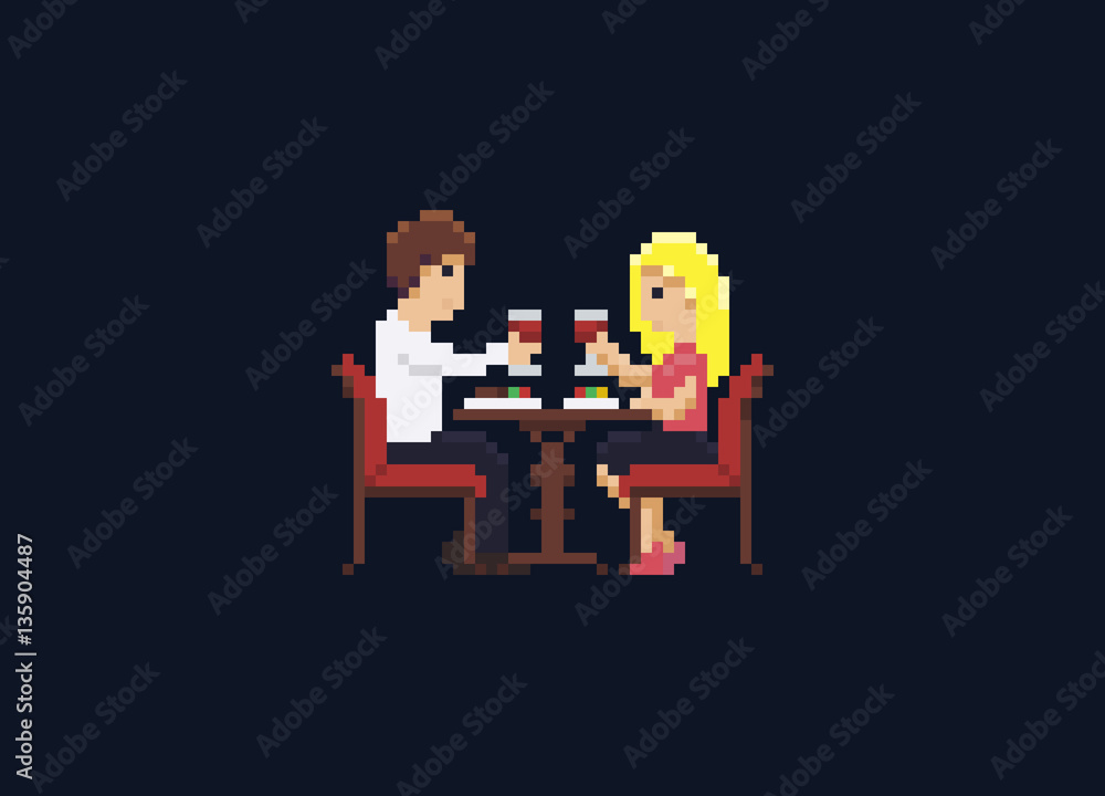 Obraz premium Pixel Art Dinner