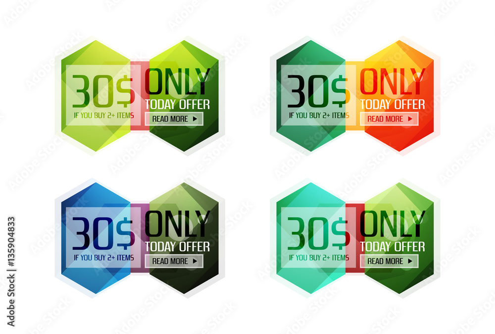 Vector abstract geometric sale labels Vector abstract geometric sale labels