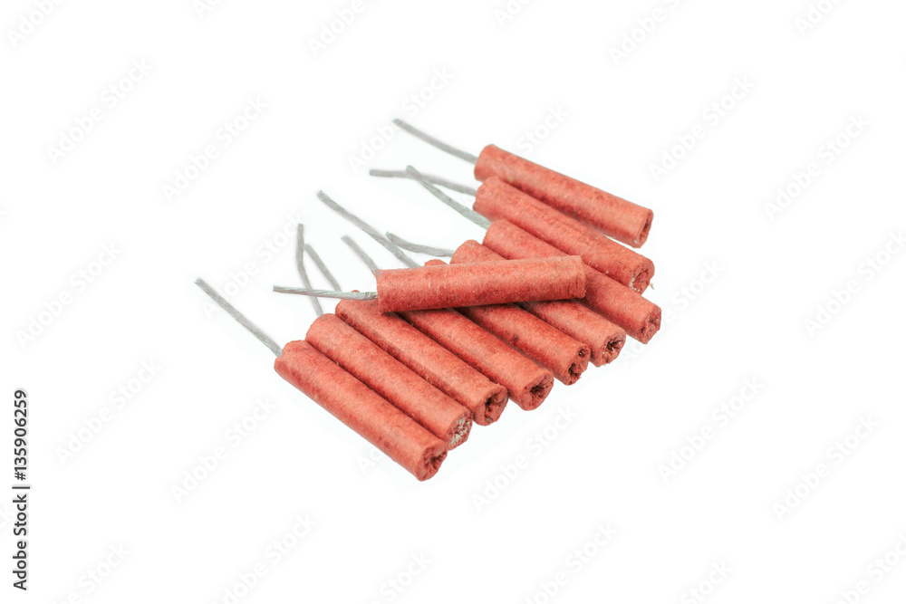 Red Firecrackers isolated on white background Red Firecrackers isolated on white background