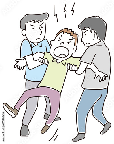 連れて行かれる男性
