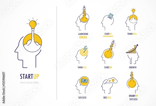 Brain, buisness and Creative mind design icon. Man head  people symbol