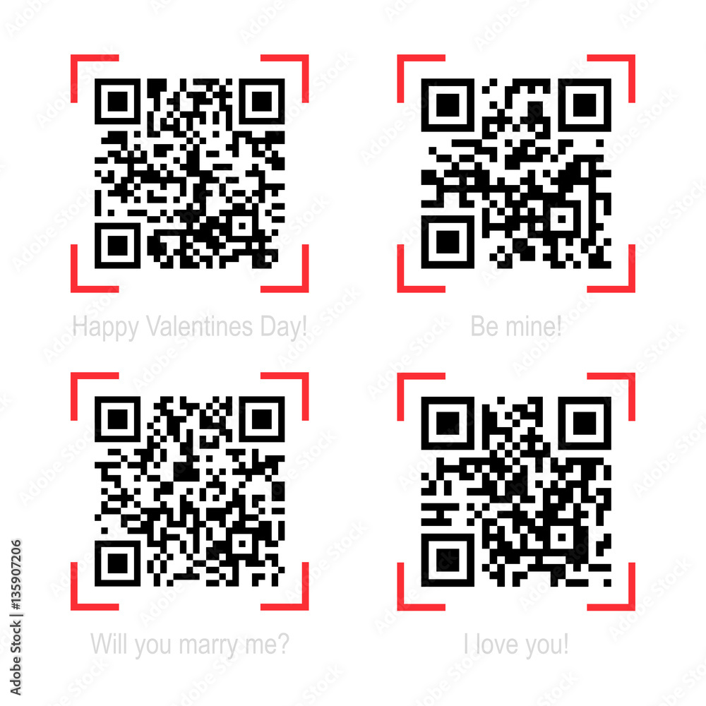 Qr codes samples on valentine theme Qr codes samples on valentine theme