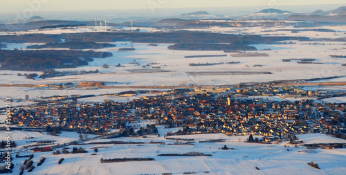 Aerial View of Merklingen, a town on the Swabian Alps, in South of Germany (in Winter) © Mirjam Claus