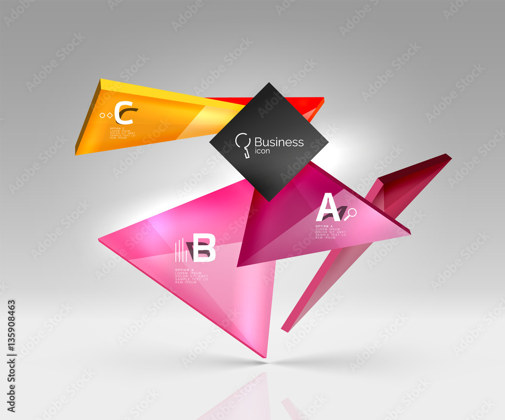 Vector glass triangles composition on grey 3d background Vector glass triangles composition on grey 3d background