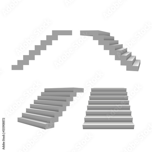 Set of 3d stairs  vector template for your design  isolated on hite