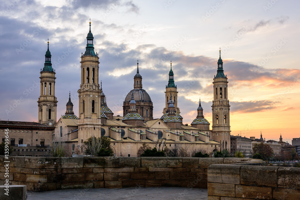 View of Basilica Pilar in Zaragoza , Spain.