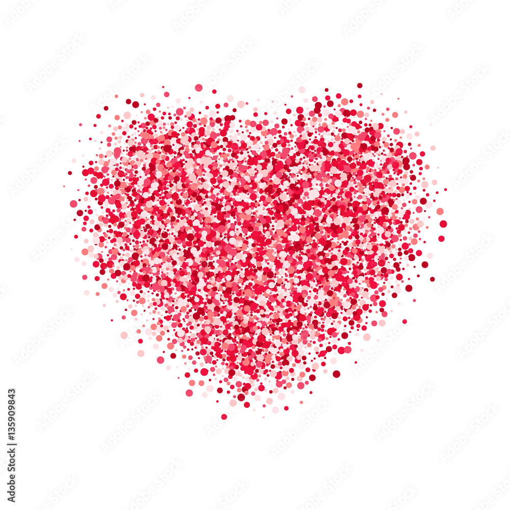 Vector heart of scattered red circles on white background. Valentines Day concept. Vector heart of scattered red circles on white background. Valentines Day concept.