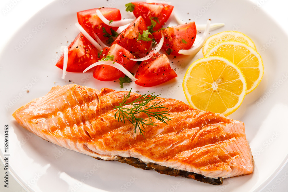 Grilled salmon and vegetables Grilled salmon and vegetables