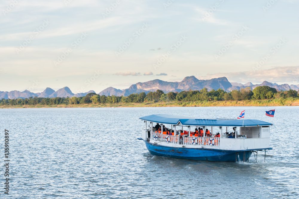 Obraz premium The boat in Mekong river Nakhonphanom Thailand to Lao