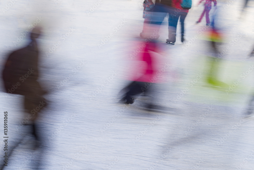 motion blur of people skating