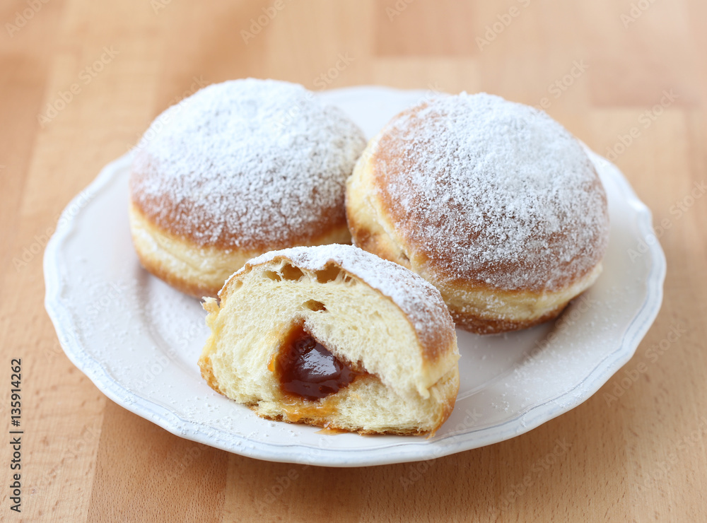 German Krapfen-doughnuts with fruit filling