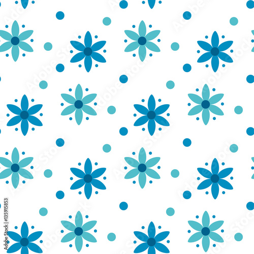 peasant style simple floral pattern on blue color. naive traditi