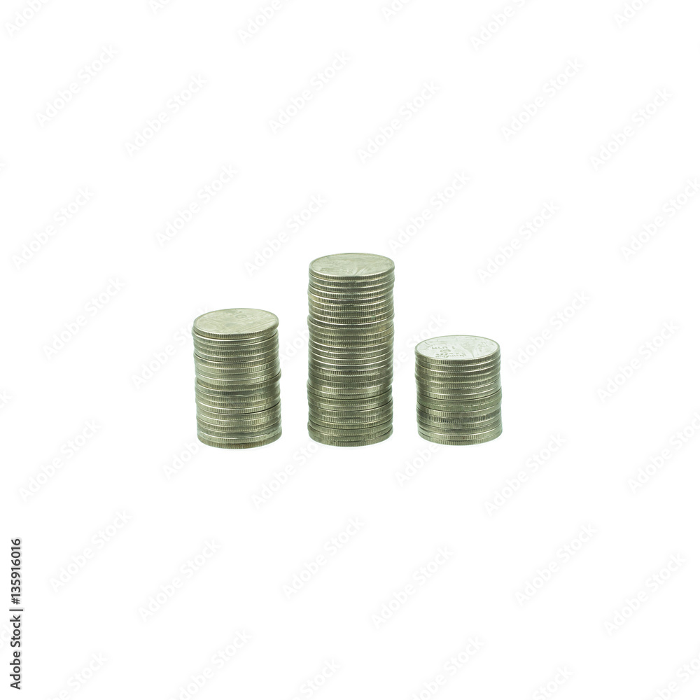 coins stacks isolated on white coins stacks isolated on white