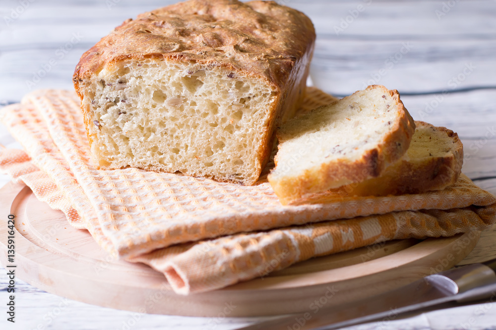 Wheat homemade fresh bread with seeds