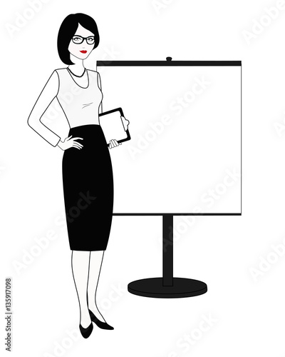 Specialist in public relations in white-black variation