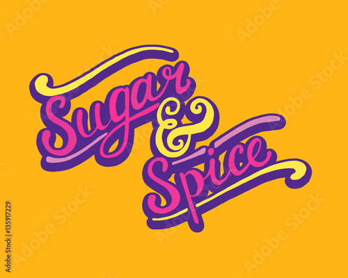 Sugar and Spice. lettering inscription handwritten quote, calligraphy writing, vector illustration