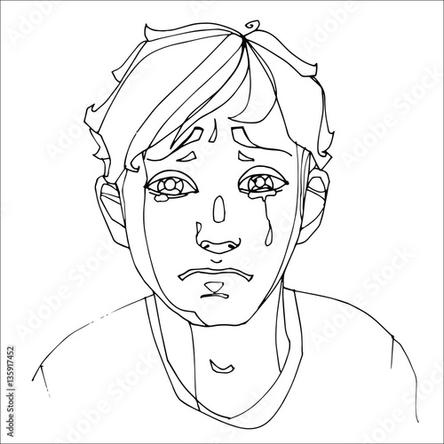 The boy crying heavily, human emotions