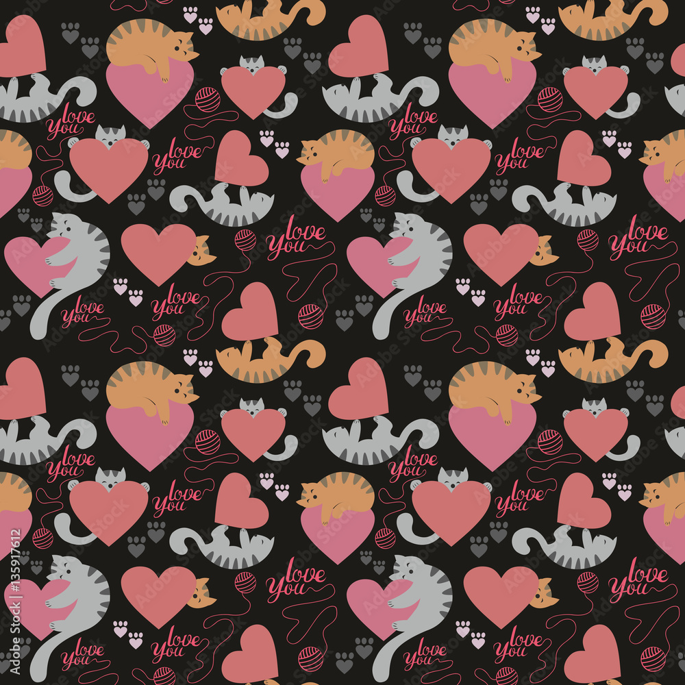 cute cat Valentine's Day pattern cute cat Valentine's Day pattern