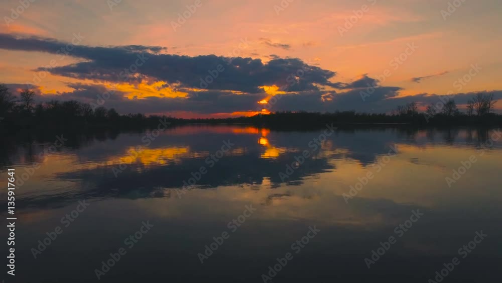 Flying over the river Desna at sunset. Aerial view. Video 4k. Kiev, Ukaraine Flying over the river Desna at sunset. Aerial view. Video 4k. Kiev, Ukaraine