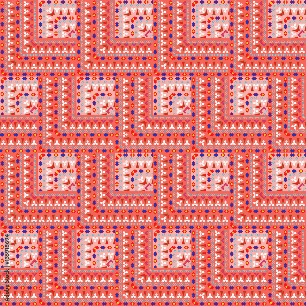 seamless bright geometric  abstract pattern with motley tiles