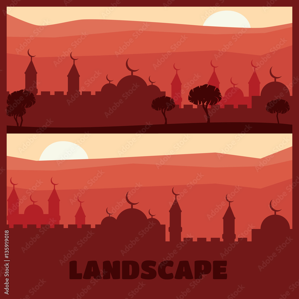 Horizontal abstract banners of arab city Horizontal abstract banners of arab city
