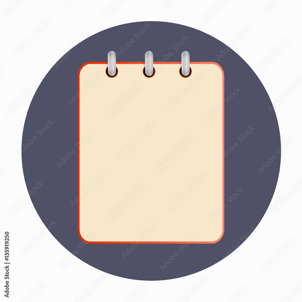 Icon of notebook on blue background Icon of notebook on blue background