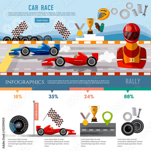 Car racing infographic, auto sport championship © Matrioshka