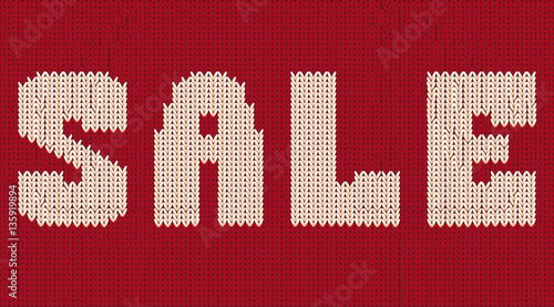 Knitted sale banner, vector illustration