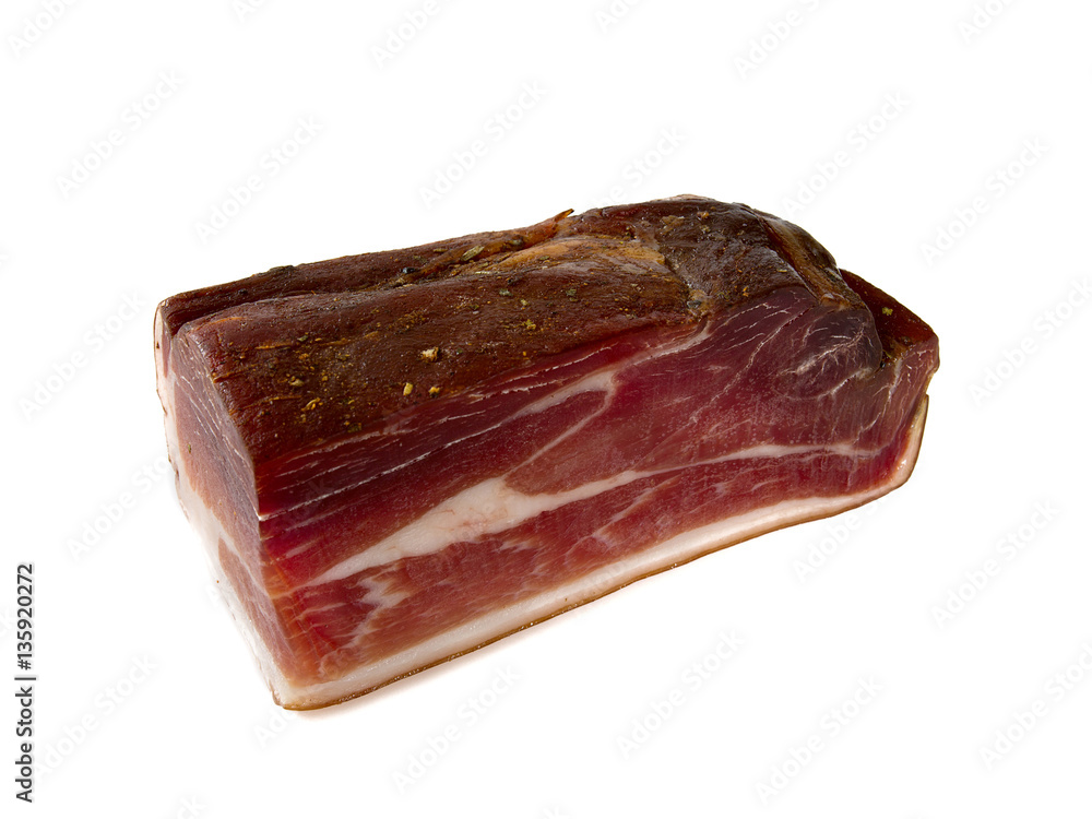 italian speck isolated on white background italian speck isolated on white background
