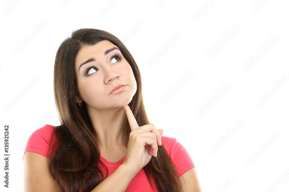 Portrait of a young girl on a white background Portrait of a young girl on a white background