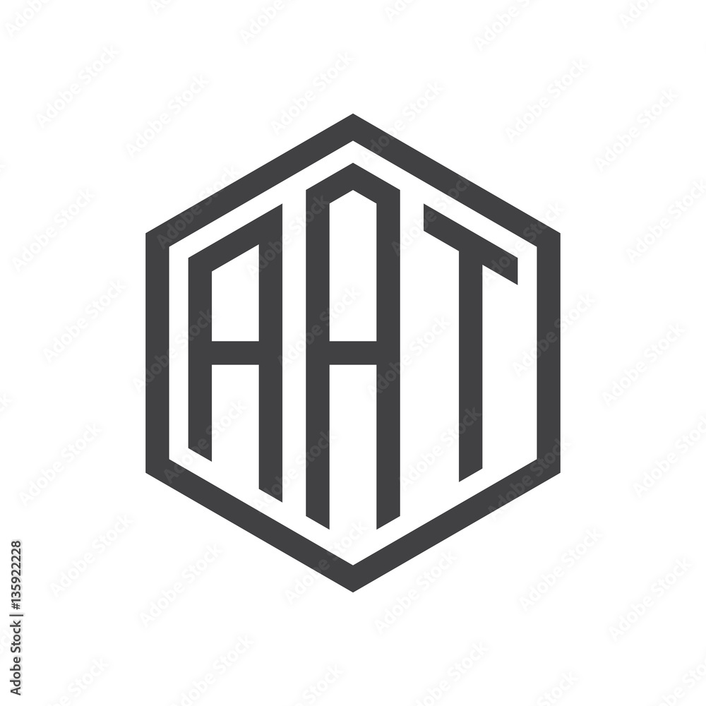 initial three letter logo hexagon black
