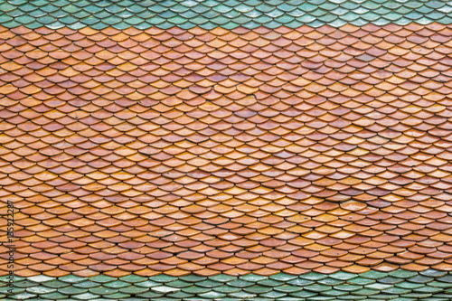 Patterned tiles on the roof of temple.