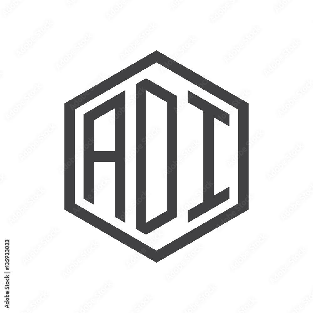 initial three letter logo hexagon black