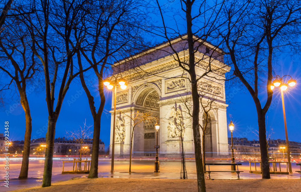 The Triumphal Arch at night Paris, France The Triumphal Arch at night Paris, France