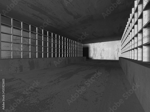 Fototapeta Naklejka Na Ścianę i Meble -  Dark basement empty room interior. Concrete walls