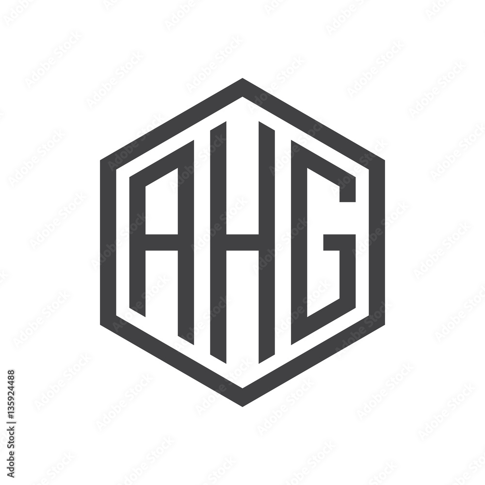 initial three letter logo hexagon black
