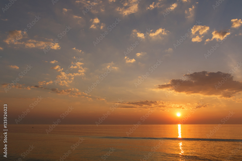 Sunrise and sea landscape  nature background, for graphic backgr