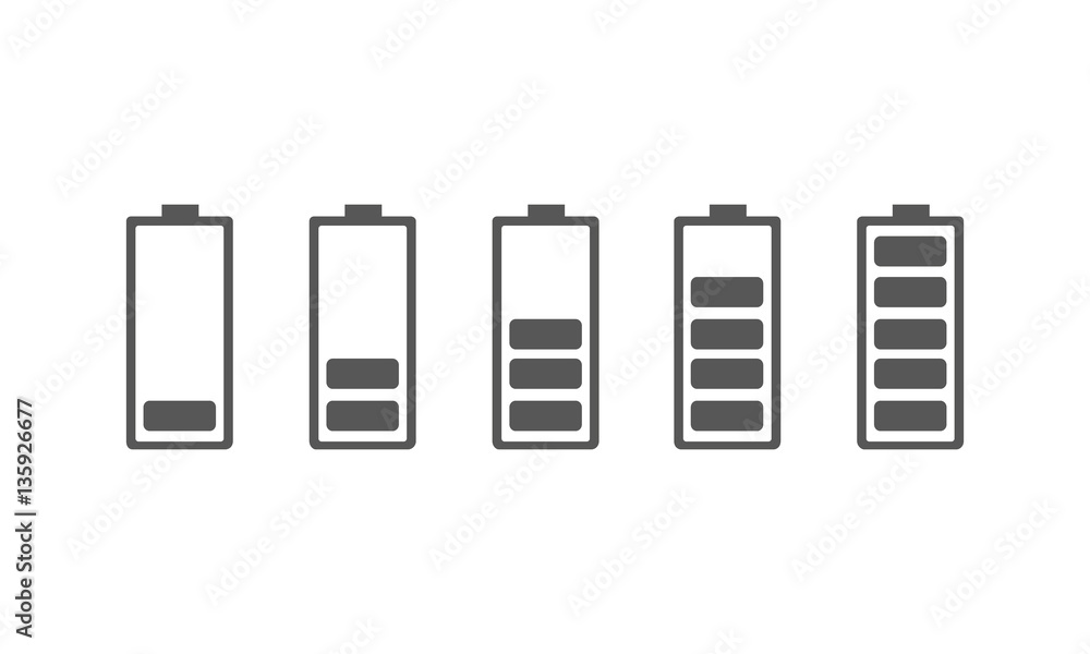 Set of battery charging icons. Vector illustration. Set of battery charging icons. Vector illustration.