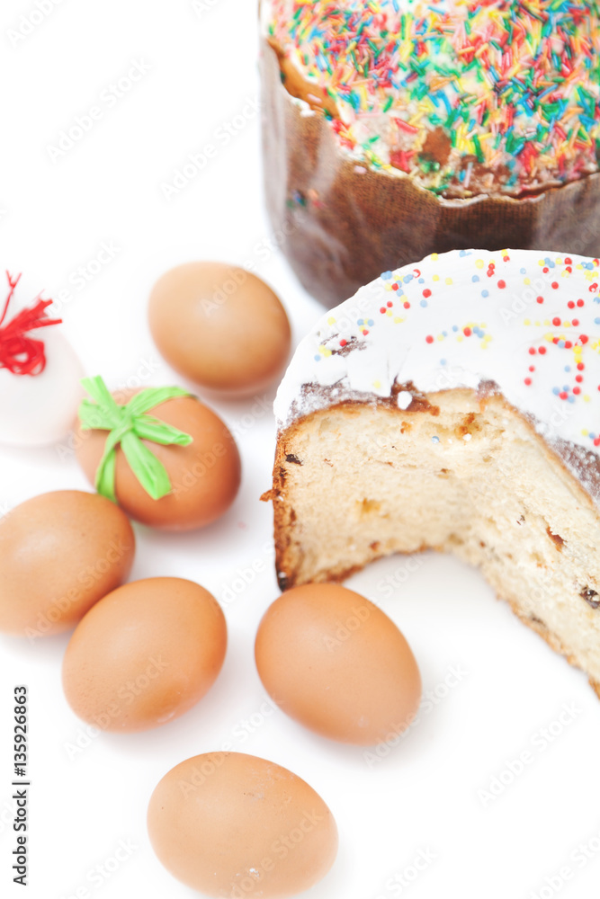 Two Easter and eggs on white background Two Easter and eggs on white background