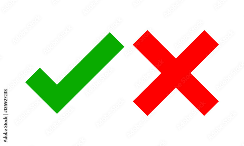 Yes and No check marks. Vector illustration. Yes and No check marks. Vector illustration.