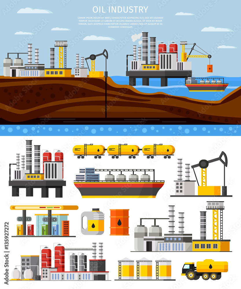Naklejka premium Oil Industry Composition 
