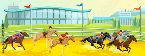 Fotografie, Tablou Equestrian Sport Cartoon Template