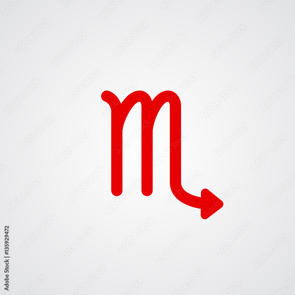 Scorpio zodiac symbol, red zodiac flat isolated icon on the gray background Scorpio zodiac symbol, red zodiac flat isolated icon on the gray background