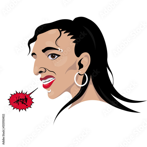 angry girl with piercing