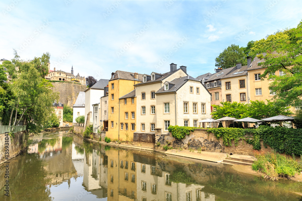 View downtown city part Grund , luxembourg
