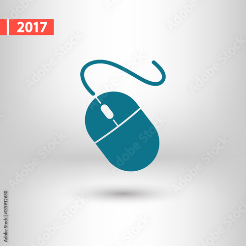 Computer mouse icon, vector illustration. Flat design style