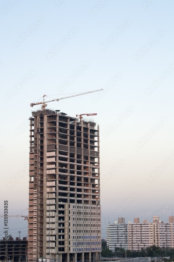 Building Construction with Crane