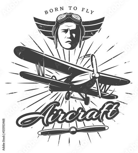 Monochrome Vintage Aircraft Label